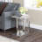 Melle Glass Side Table mirrored C Shape Pedestal Side Table with Storage