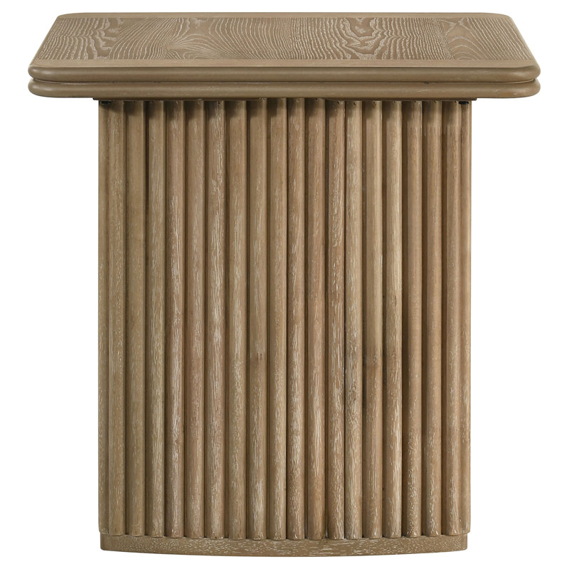 Adina Square Wood Side End Table Distressed Light Brown 
