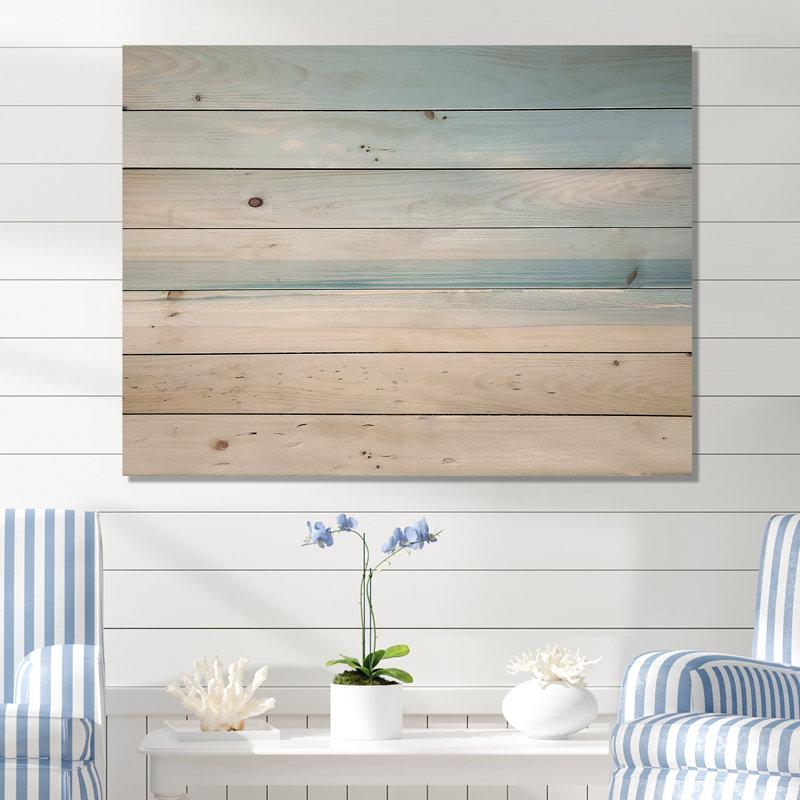 Henryson minimalisme sérénité sur la plage sur bois, H 24 po x l 32 po x P 0,78 po