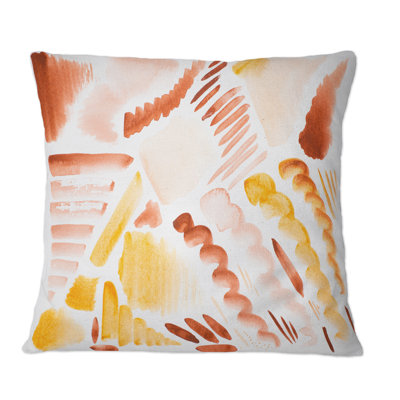 Retro Graphic Elements In Orange And Yellow I - Modern Printed Throw Pillow