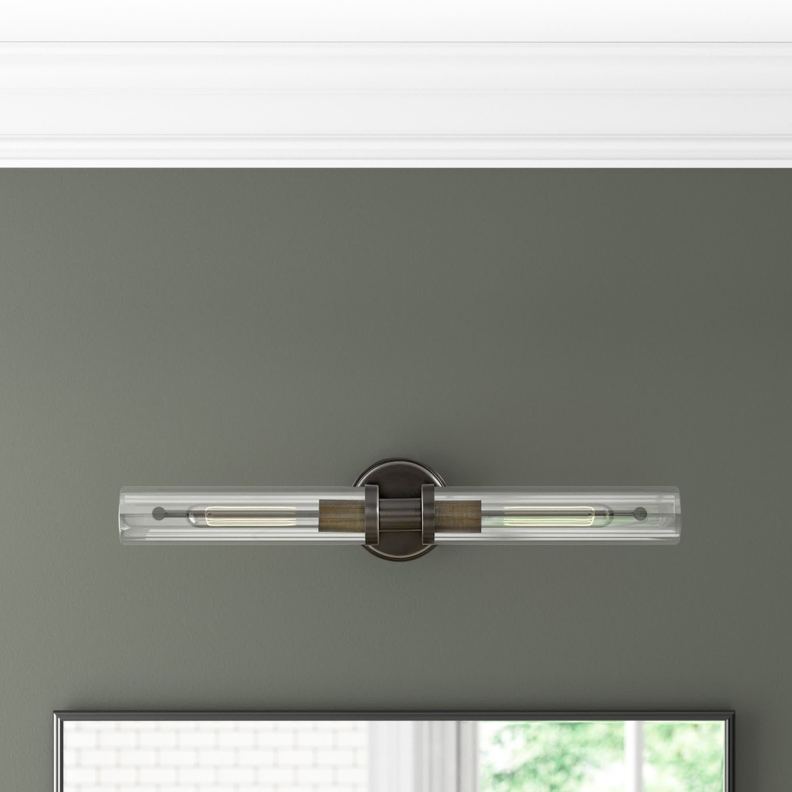 Katya 2 Light Transparent Dimmable Bath Bar, Black Oxide