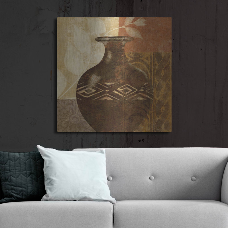  «Ethnic Vase 3» par Alonzo Saunders, art mural en métal, 36 po x 36 po