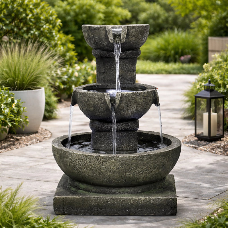 Fontaine en résine et fibre de verre avec lumière DEL