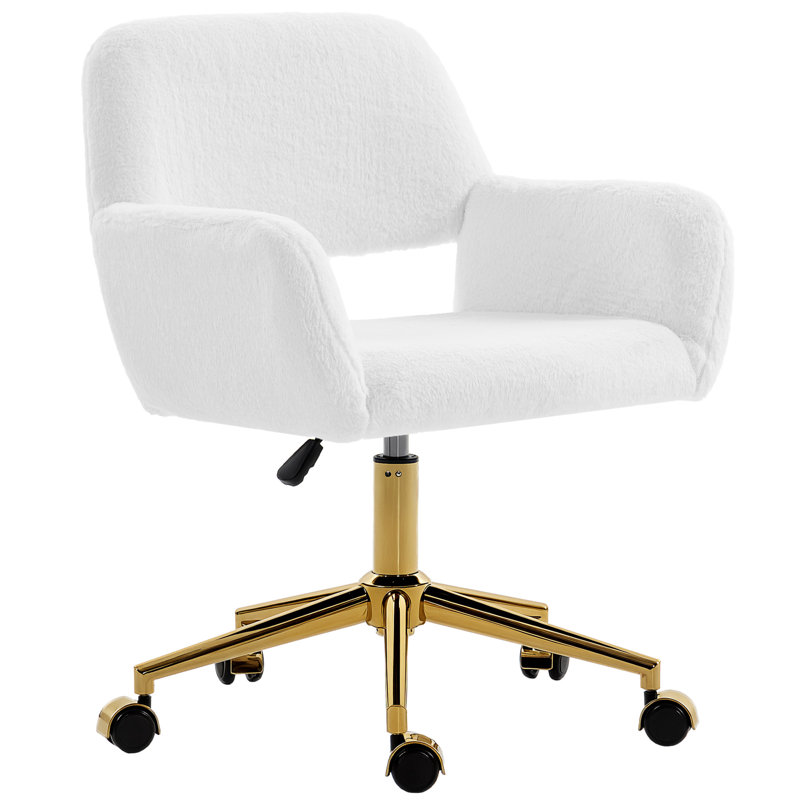 Faux Fur Office Chair, Cream White