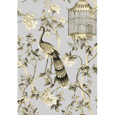 Papier peint amovible vintage avec motif paon