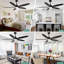 Ventilateur de plafond noir d'intérieur moderne de 60 pouces avec lumières et télécommande, ventilateur de plafond à moteur à courant continu 6 vitesses Farmhouse