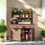 Table de jardin avec 2 tiroirs, 2 armoires et tablettes de rangement-953871753