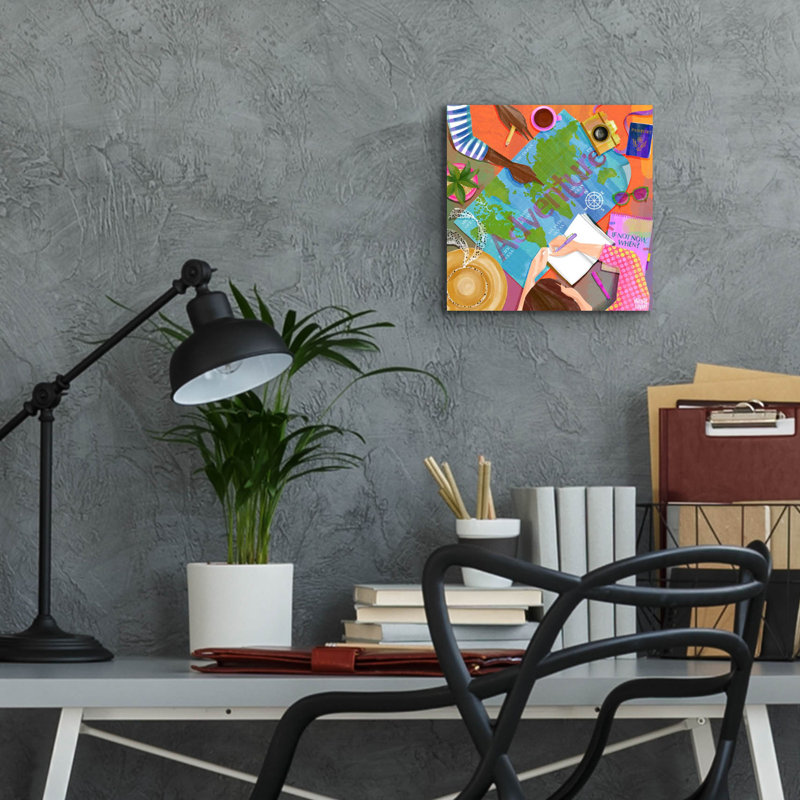 «Adventure» par Michal Loren, art mural en verre acrylique, 12 po x 12 po, 12 po x 12 po
