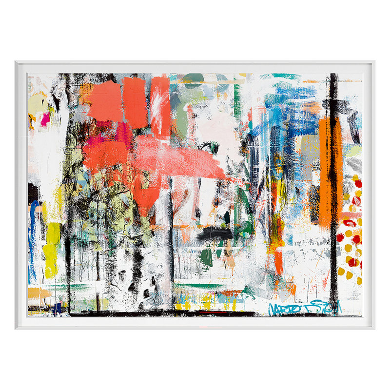 «Kyle's Wall 2» par Kate Woodman, Cadre blanc, H 31 po x l 41 po