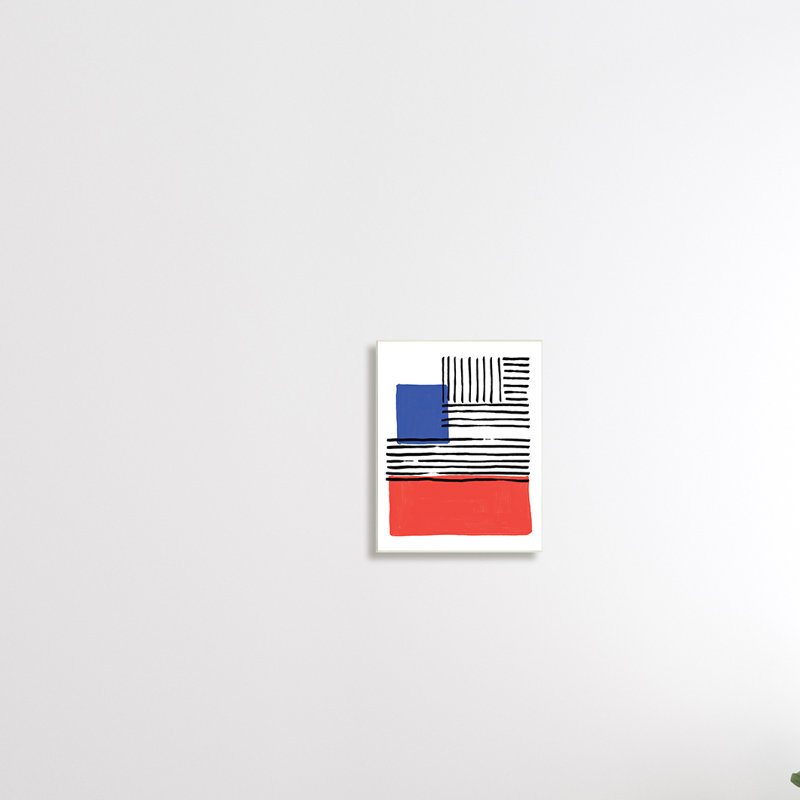 Bleus rouges, lignes audacieuses - impression, Toile tendue, H 40 po x l 30 po
