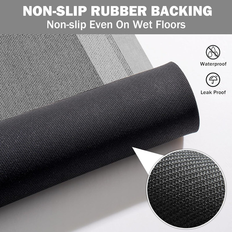 Tapis de salle de bain antidérapant, tapis de salle de bain ultra fin, envers en caoutchouc, tapis de salle de bain ultra-mince sous la porte, tapis de bain lavable super absorbant à séchage rapide pour plancher de baignoire