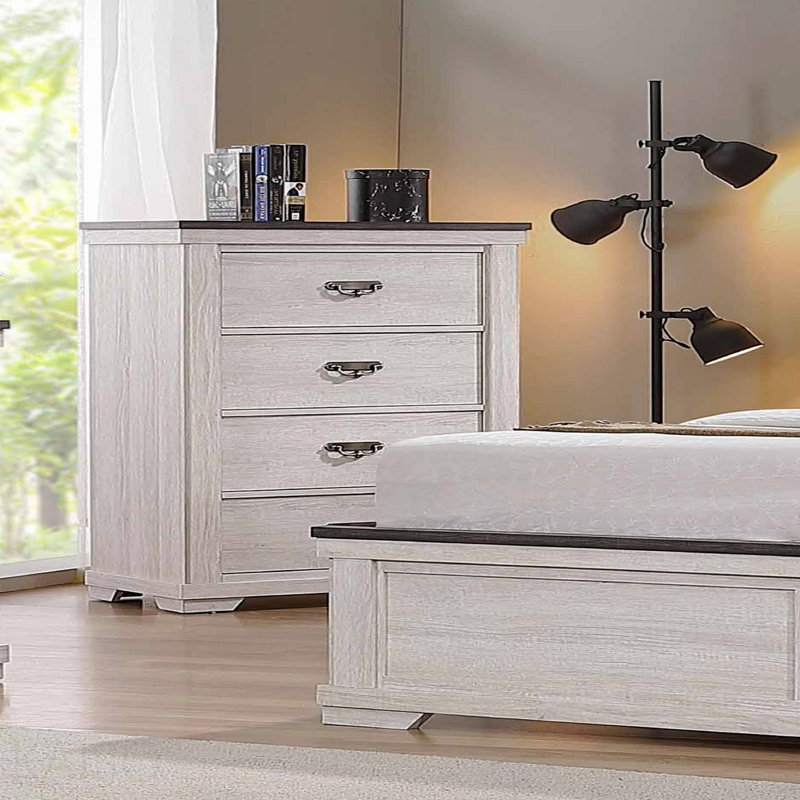 Commode à 4 tiroirs de style rustique en bois massif 1pc