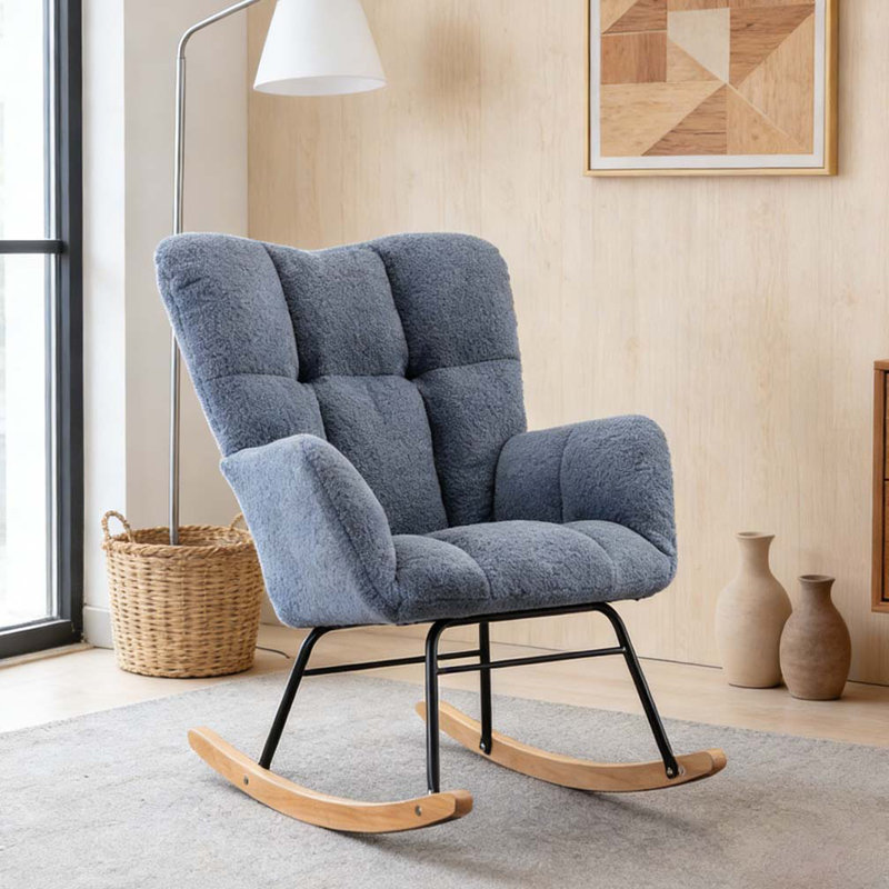Chaise berçante pour salon d'intérieur, Bleu clair