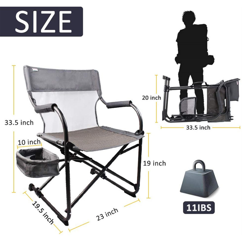 Zenree Heavy Duty Portable Foldable Director's Chair, Gray