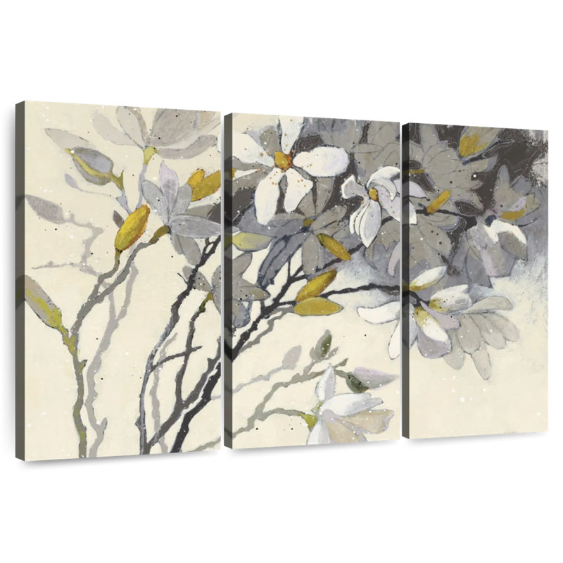 Harnek Magnolias Yellow Gray, 24" H x 38" W