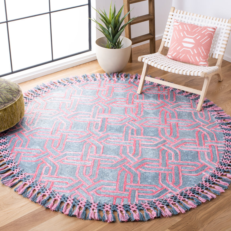 Curran Hand Tufted Performance Geometric Rug, Round 6'
