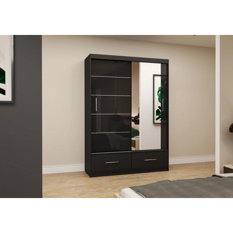 Charlesa Manufactured Wood Wardrobe, Black