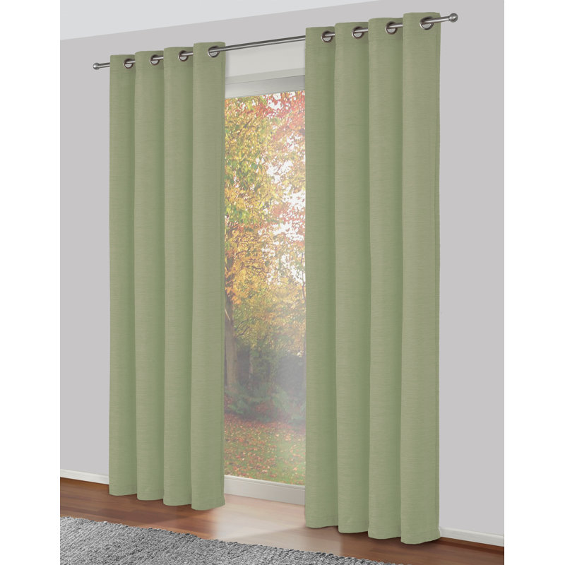 Breedlove Eyelet Room Darkening Single Curtain, 270cm Width x 225cm Drop, Light green