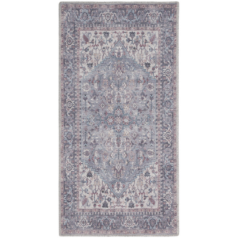 Machine Washable Oriental Gray Area Rug, Rectangle 2' x 3'9"