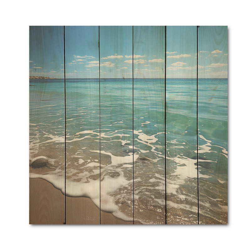 Ocean Beach Serenity - art mural en bois de plage côtière sur bois de pin naturel, H 15 po x l 15 po
