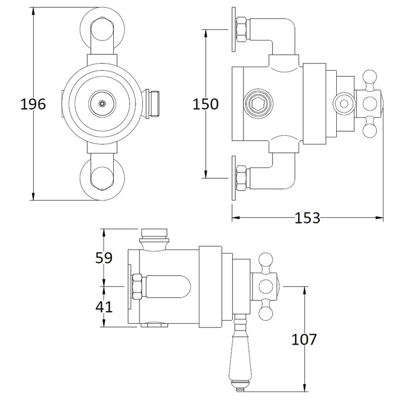 Double Exposed Thermostatic Shower Valve