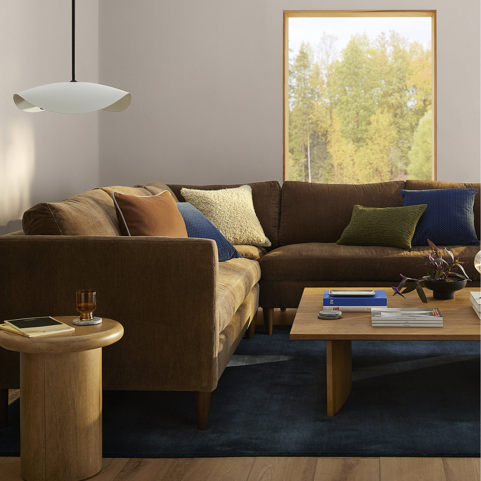 Clifford Sectional, Nave Bark Performance Distressed Velvet