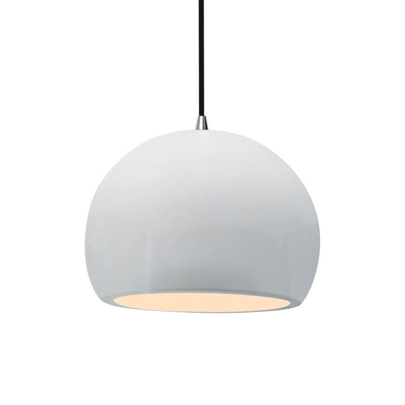 Luminaire suspendu à 1 lumière Aschwin, H 7,75 po x l 10 po x P 10 po, Blanc brillant, Nickel brossé