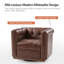 Fauteuil club pivotant carré en cuir véritable Sonika avec cadre en bois massif-616991308