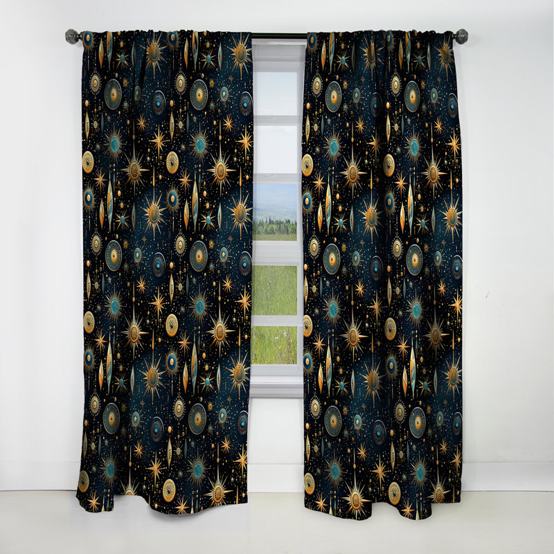 Cosmic Nomad Boho Motif I - Rideau abstrait Boho, L 52 po x L 84 po