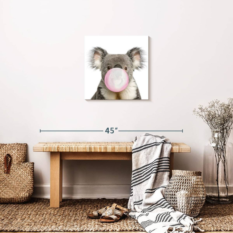 Impression sur toile Bubble Gum Koala Bear, H 20 po x l 20 po x P 1,25 po