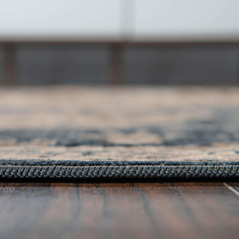Tapis transitionnel de couleur céruléen Parrado, Rectangle 2 pi 2 po x 3 pi
