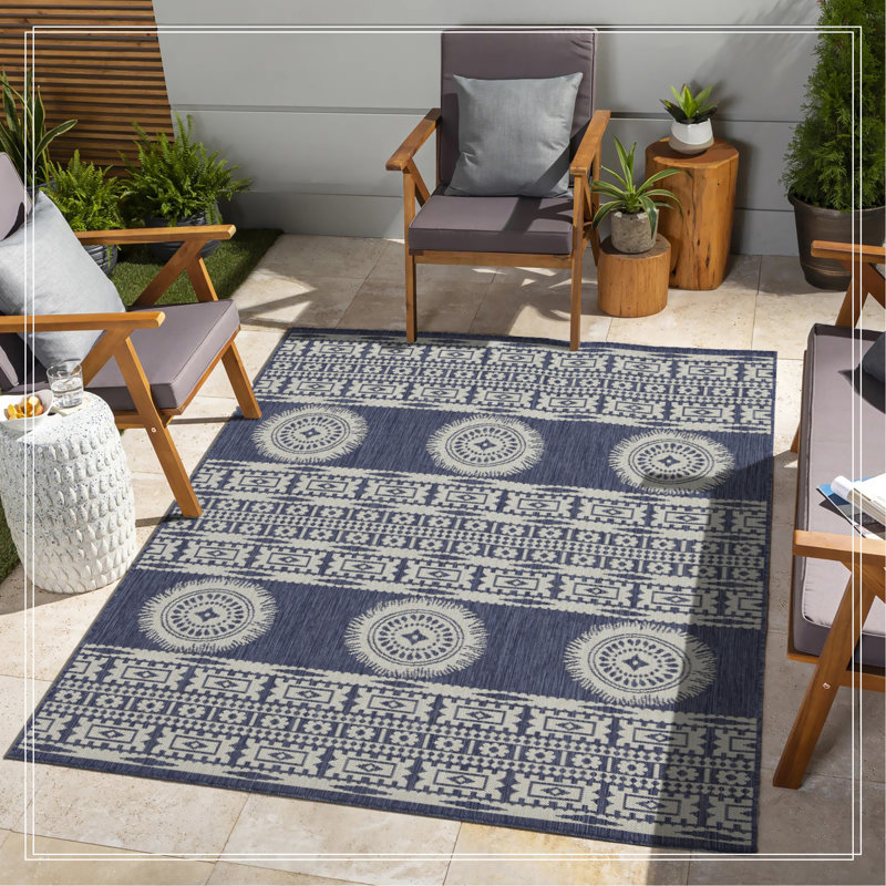 Blue Indoor/Outdoor Area Rug, Rectangle 7'10" x 10'3"