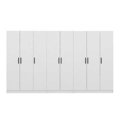 Élégant support de couloir, blanc, 141,7 po x 82,7 po x 13,8 po | 100% panneau de particules enduit de mélamine, épaisseur: 0,7 pouce | Conception moderne pour l'organisation du vestibule, solution de rangement élégante et fonctionnelle