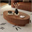 Table basse ovale en bois de forme ovale en forme de piédestal robuste fabriquée à la main pour le salon-1317431281