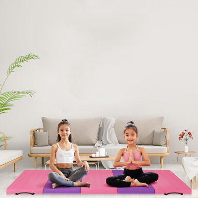 Thick Folding Gymnastics Mat for Home Gym & Fitness – 6x2 ft/6.2x2.6 ft, Portable Exercise & Tumbling Pad, High-Density EPE Foam, Non-Slip PU Leather, Ideal for Yoga, Pilates, Martial Arts