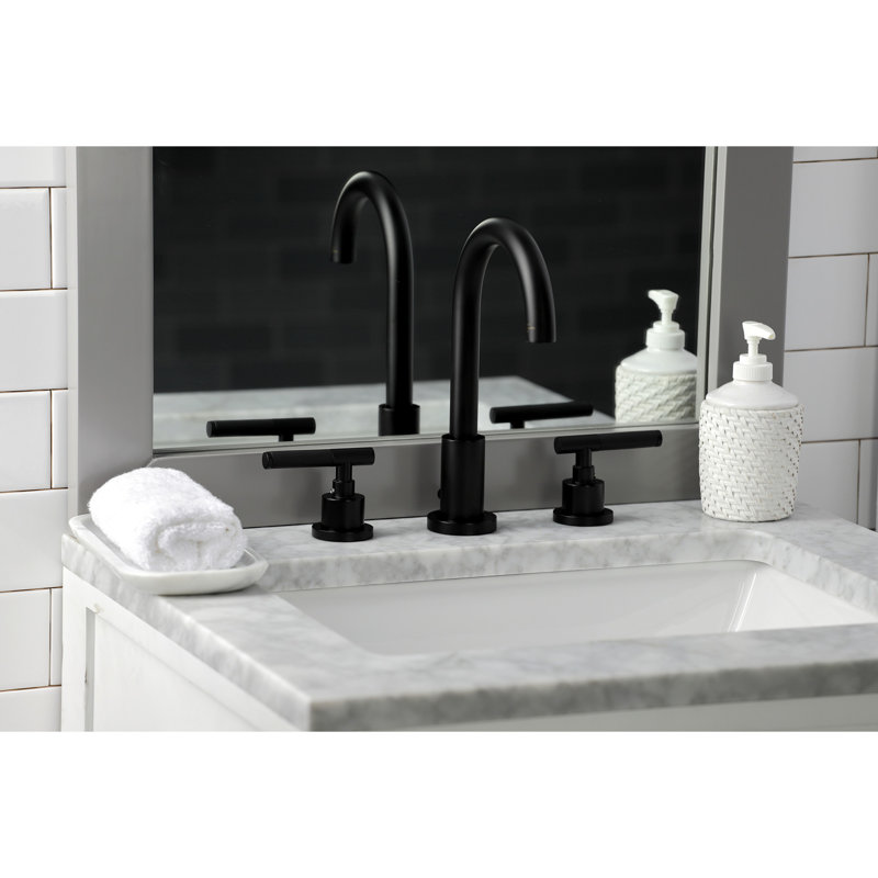 Robinet de salle de bain espacé avec ensemble de drain Kaiser, Noir mat