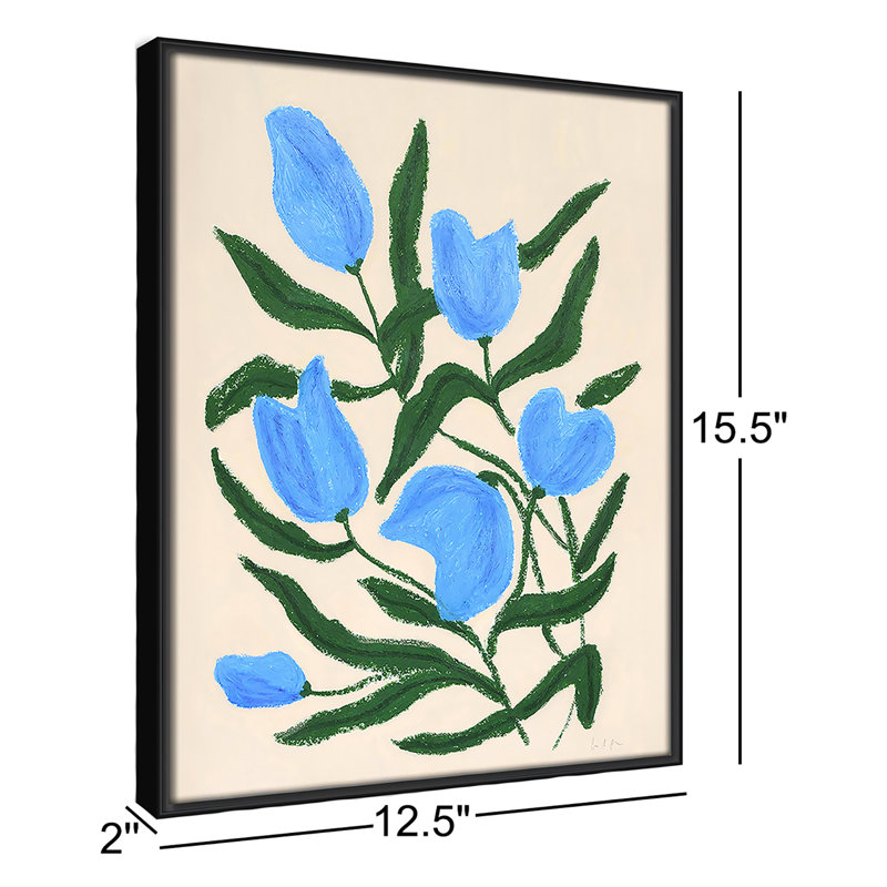 «Colette Blue Tulips Print» par Camilla Bergqvist, Espresso, H 15,5 po x l 12,5 po