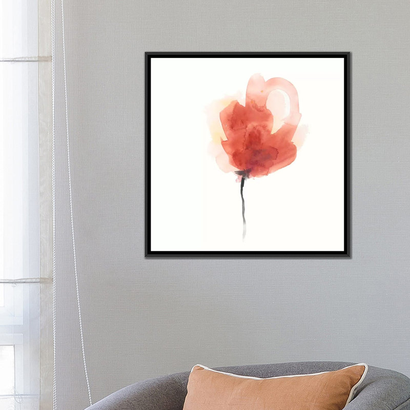 « expressif fleuris iii », impression sur toile, H 18 po x l 18 po x P 1,5 po, Toile avec cadre flottant noir, Pas de tapis