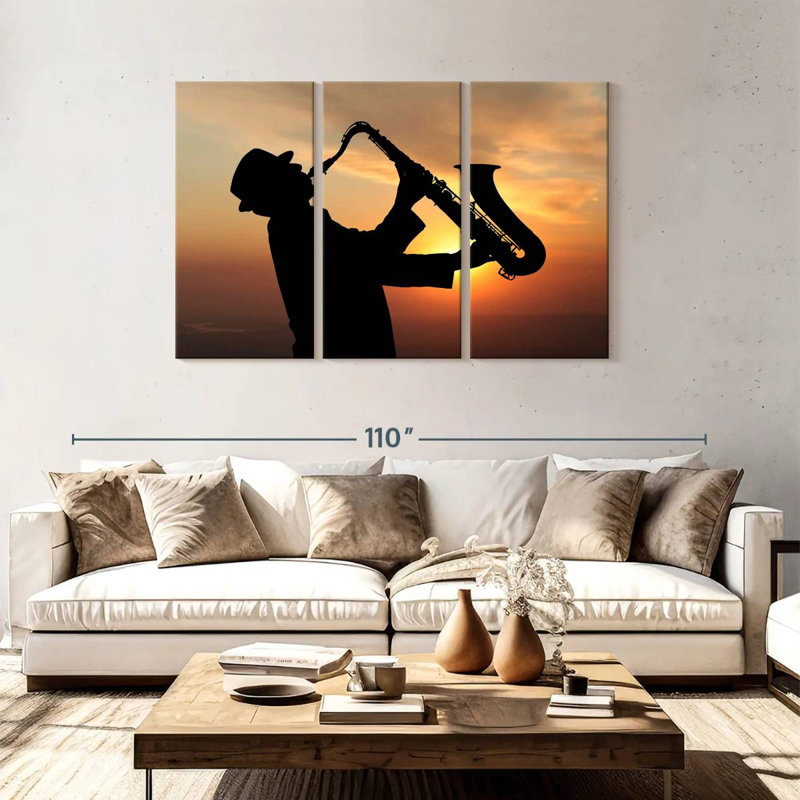 Abarca Man Playing Saxophone, 48" H x 74" W