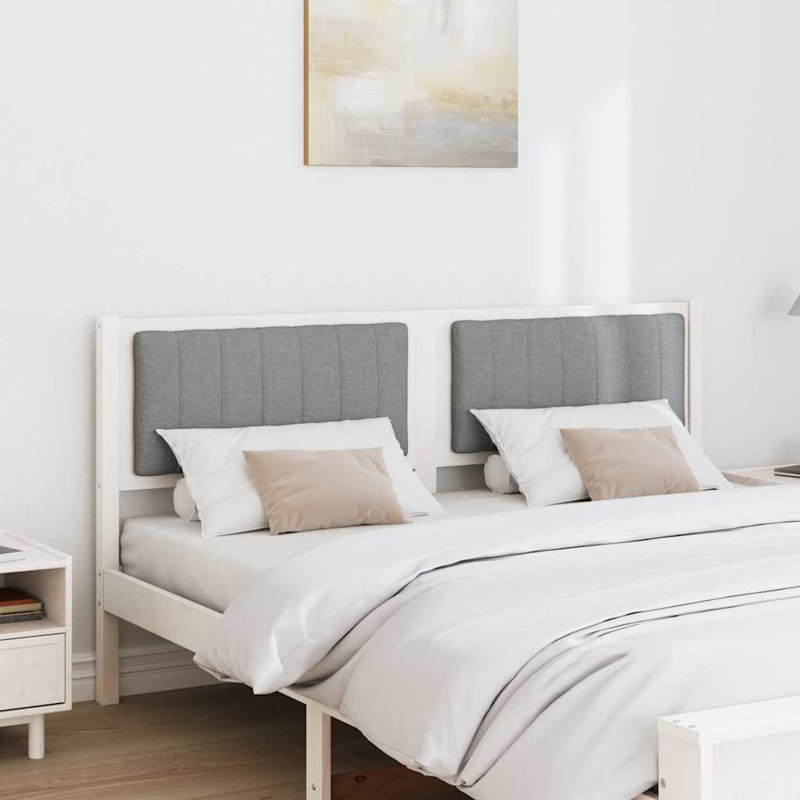 Solid Wood Headboard, UK King - DE 150 x 200 cm, Light Grey, White