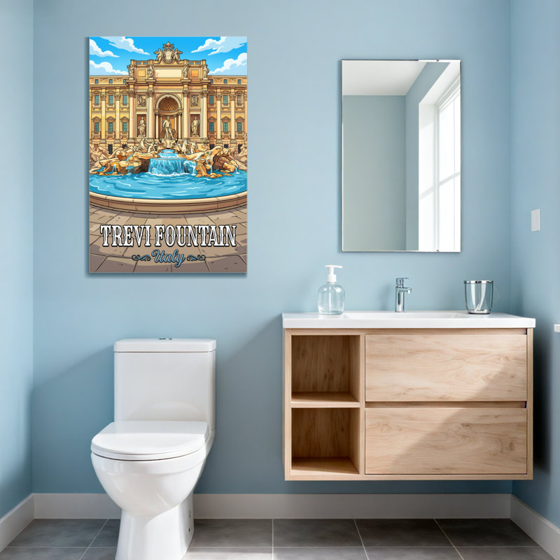 «Scenic & Cityscapes Trevi Fountain Italy», reproduction d'art sur toile artistique, H 48 po x l 32 po