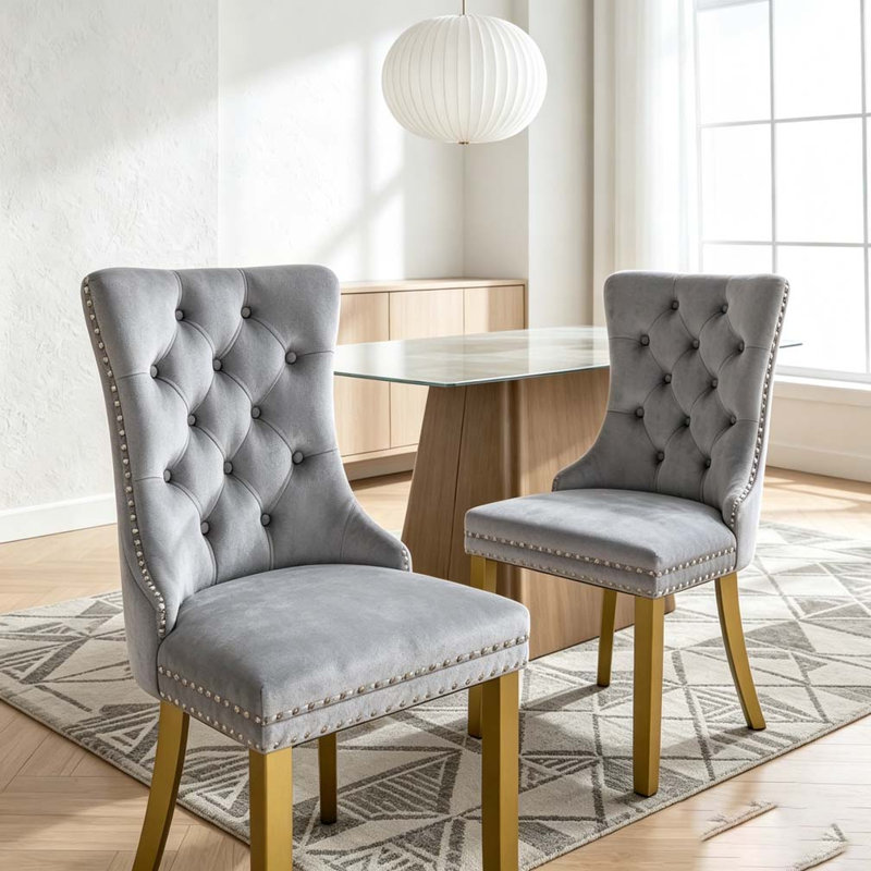 Chaise de salle à manger rembourrée moderne, Light Gray