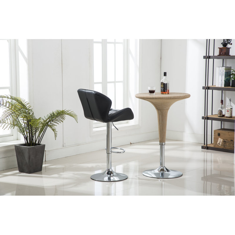 Sanchez Swivel Upholstered Adjustable Height Counter Stool, Black