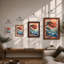 Herons at Sunrise Japandi - Framed Print-153495460-153495466
