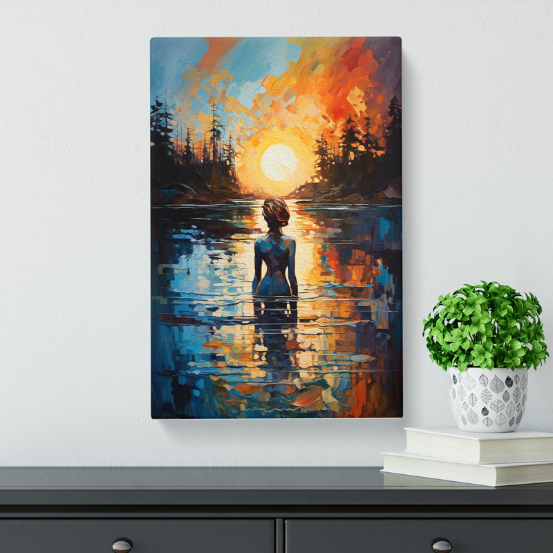 Lake Gestural Art No.2 - Wrapped Canvas