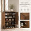 Armoire de rangement pour chaussures en bois avec portes, tablettes réglables et rangement pour chaussures autoportant moderne avec surface de présentation supérieure, conception anti-basculement, grande capacité