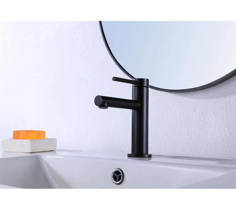 Robinet pour salle de bain à poignée simple, Noir