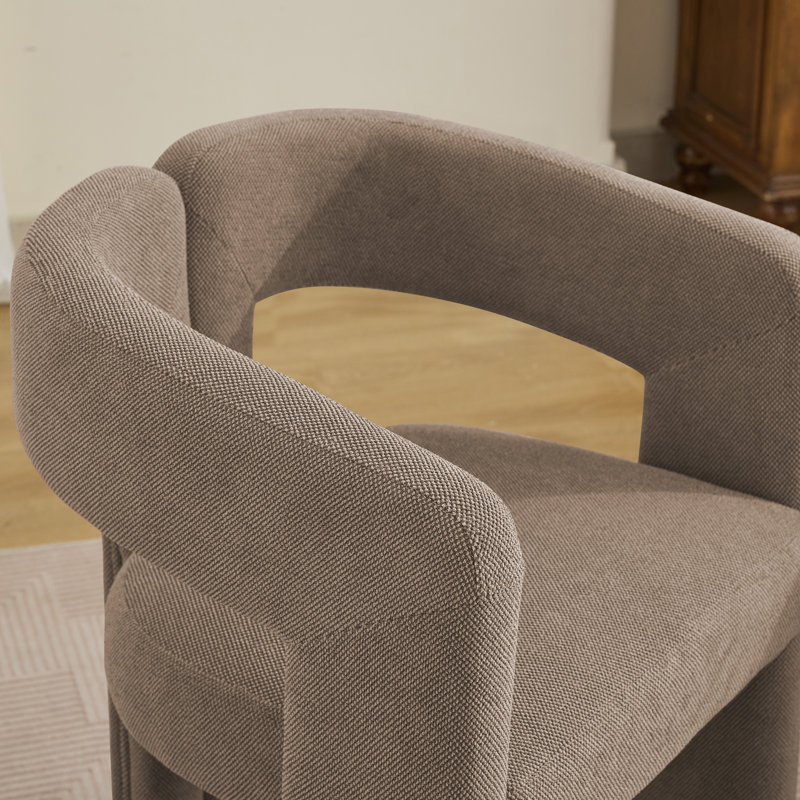 Chaise avec accoudoirs rembourrée Modern, Marron clair