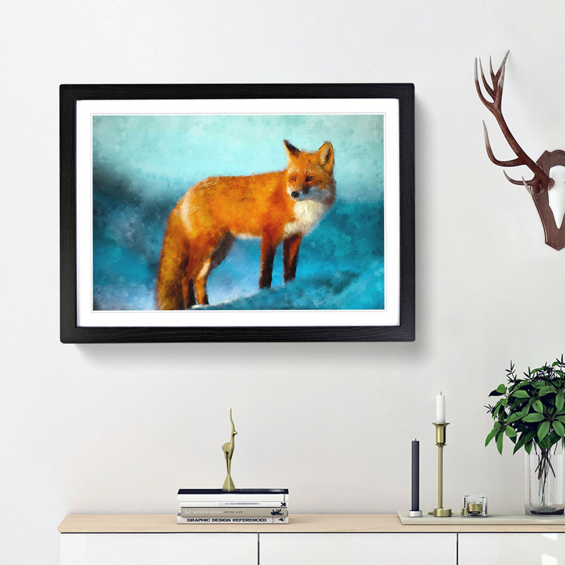 The Red Fox - Picture Frame Painting Print, 45cm H x 63cm W x 2cm D, Black Framed