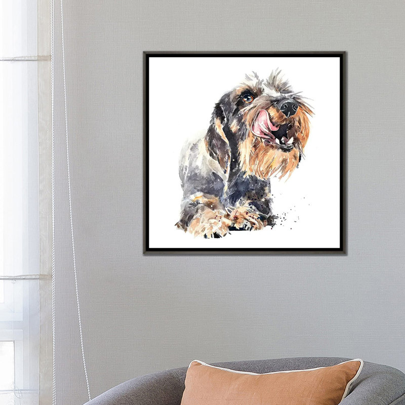 «Wirehaired Dachshund I» par EdsWatercolours - impression, Pas de tapis, H 26 po x l 26 po x P 1,5 po